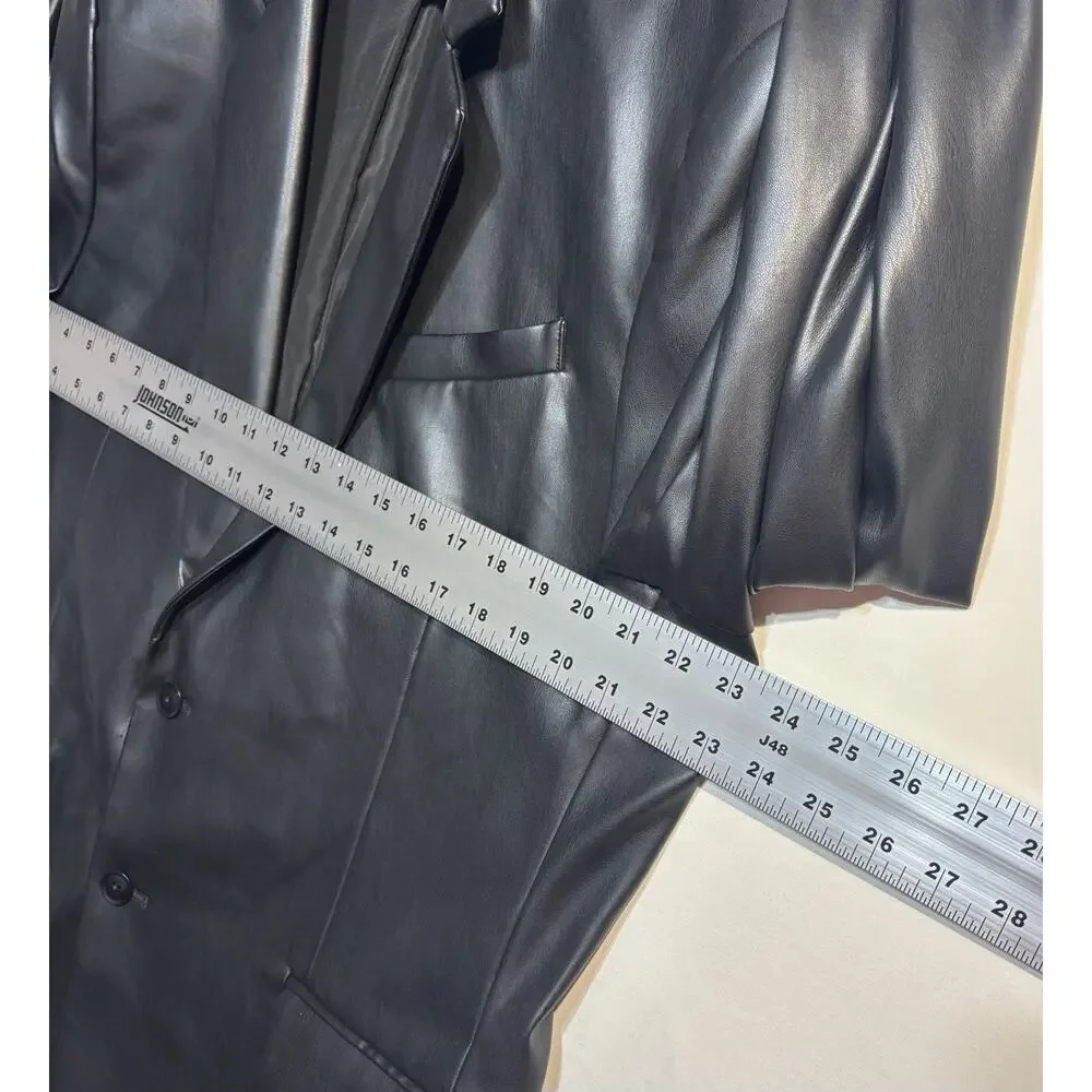 🖤 NWT J. Ferrar Men’s XL Black Faux Leather Blazer Jacket MSRP $168